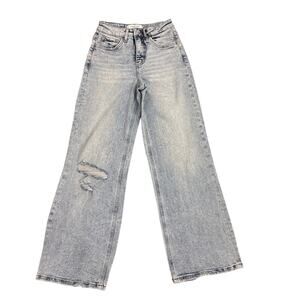 Lovervet by Vervet Distressed Wide Leg Loose Fit Straight Blue Jeans Size 0 / 24